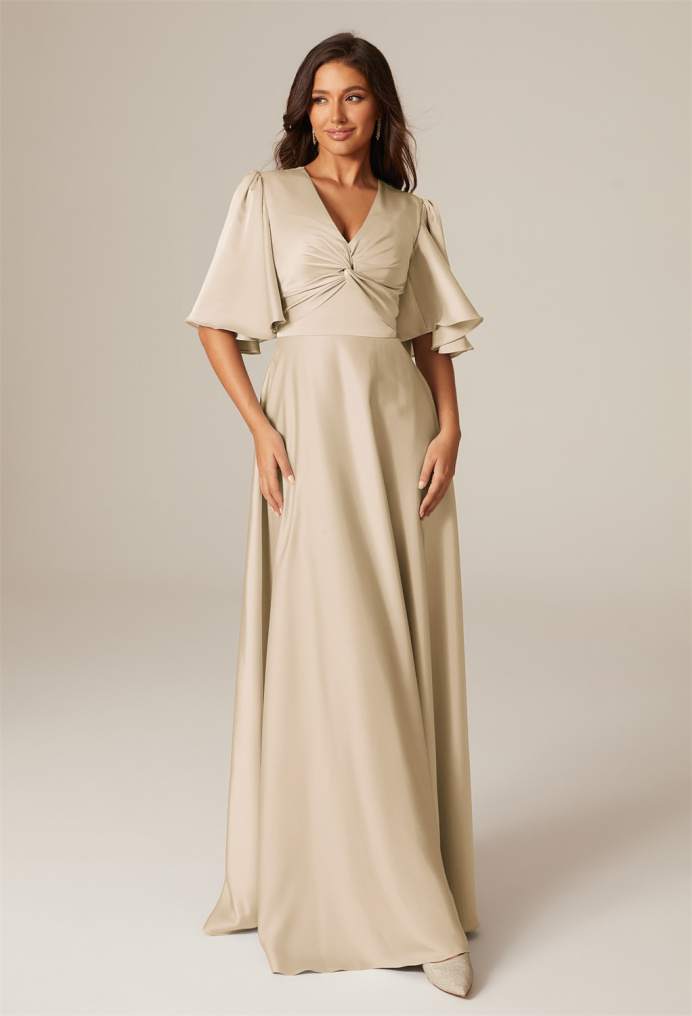 AW Elinore Champagne  Floral Bridesmaid Dresses